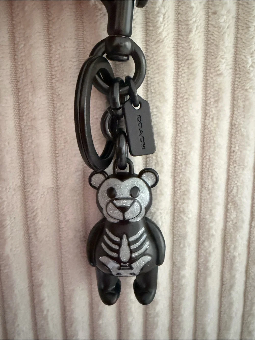 NWOT Coach Metallic Skeleton Teddy Bear Key Charm